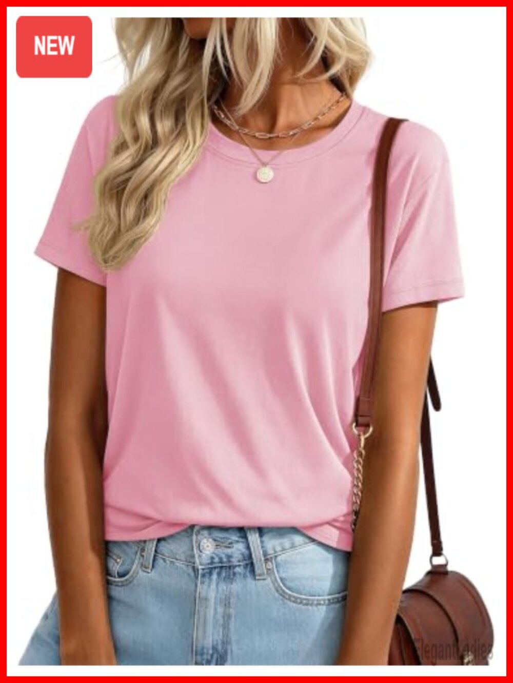 Women's Cotton Blend Crewneck Short Sleeve T-Shirt UPF50+ Summer Basic Tee